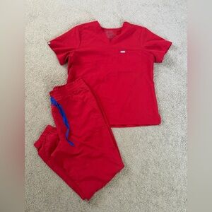 FIGS RED SCRUBS SET